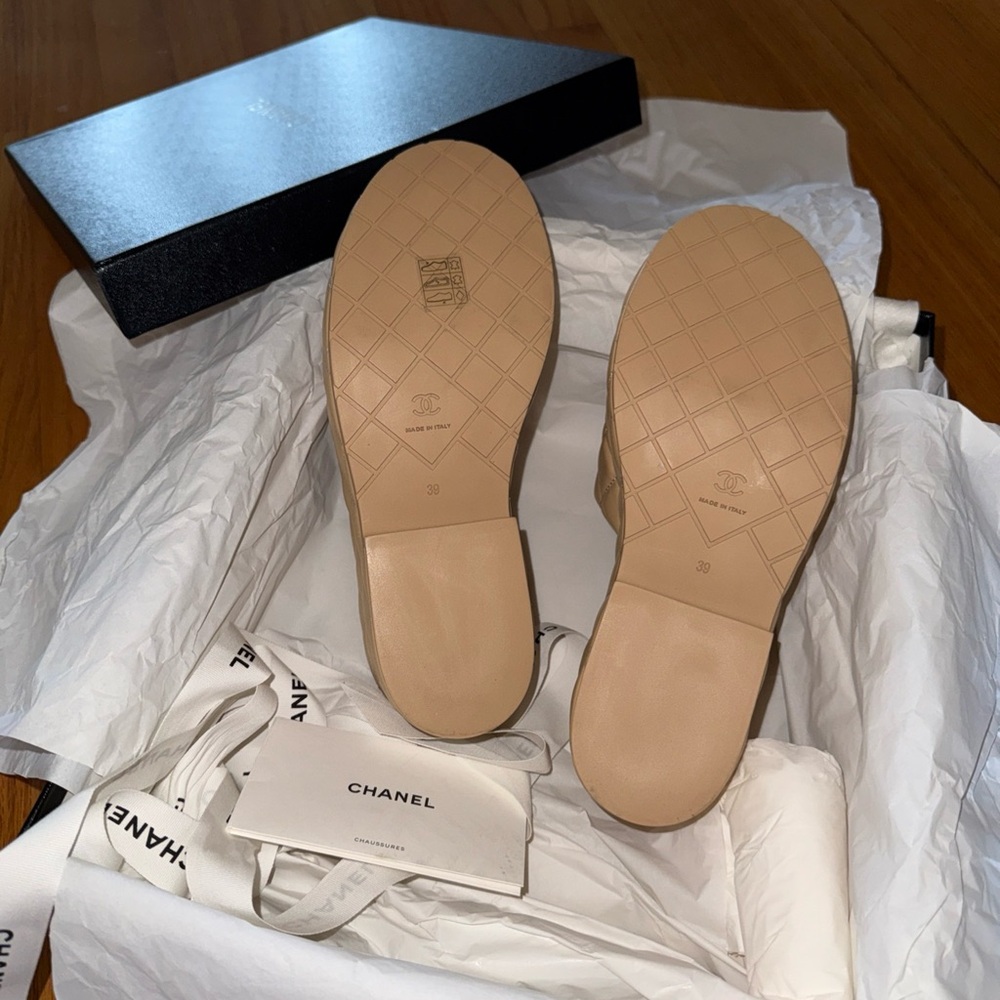 CHANEL DAD Sandals CC logo Quilted leather platform slides sz 39 - Picture 14 of 17
